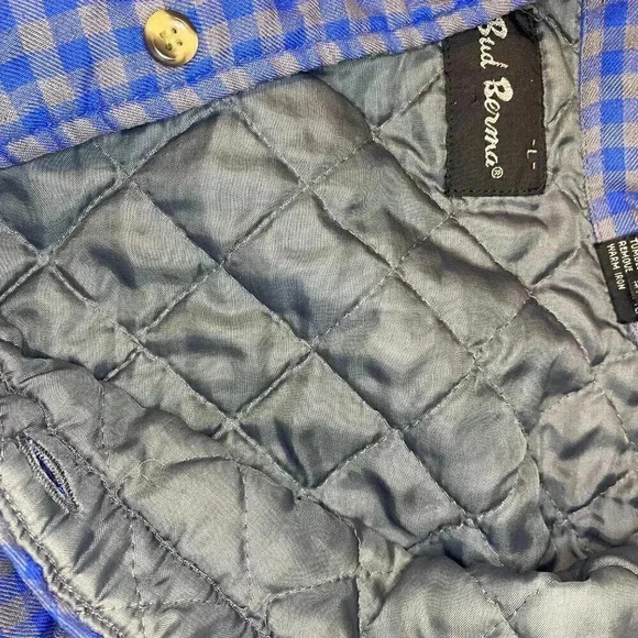Mens Bud Berma Blue Quilted Flannel - L - Picture 9 of 9